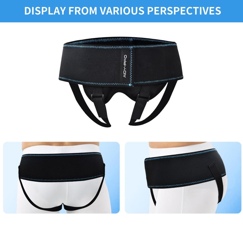 AIDY-PRO Inguinal Hernia Support for Men and Women Single/Double Hernia Truss, Inguinal Hernias Belt for Men and Women with 2 Removable Compression Pads Adjustable Waist Strap M
