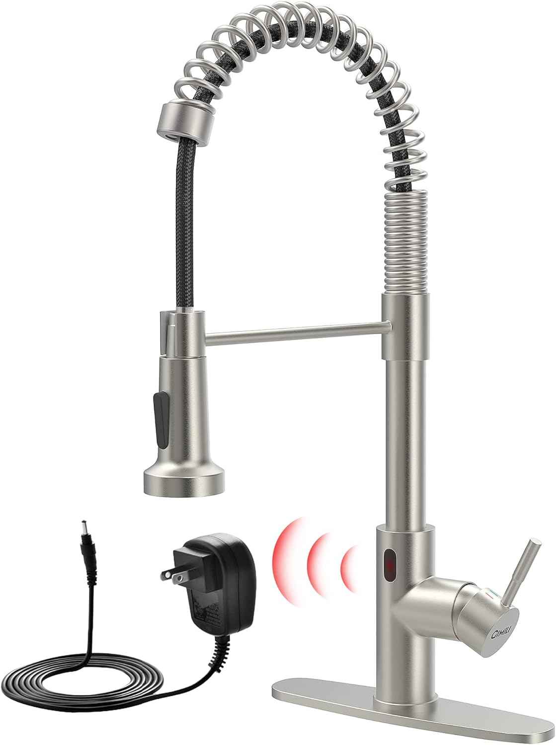 Matte Black Kitchen Faucet with Soap Dispenser - Commercial Single Handle Pull Down Sprayer