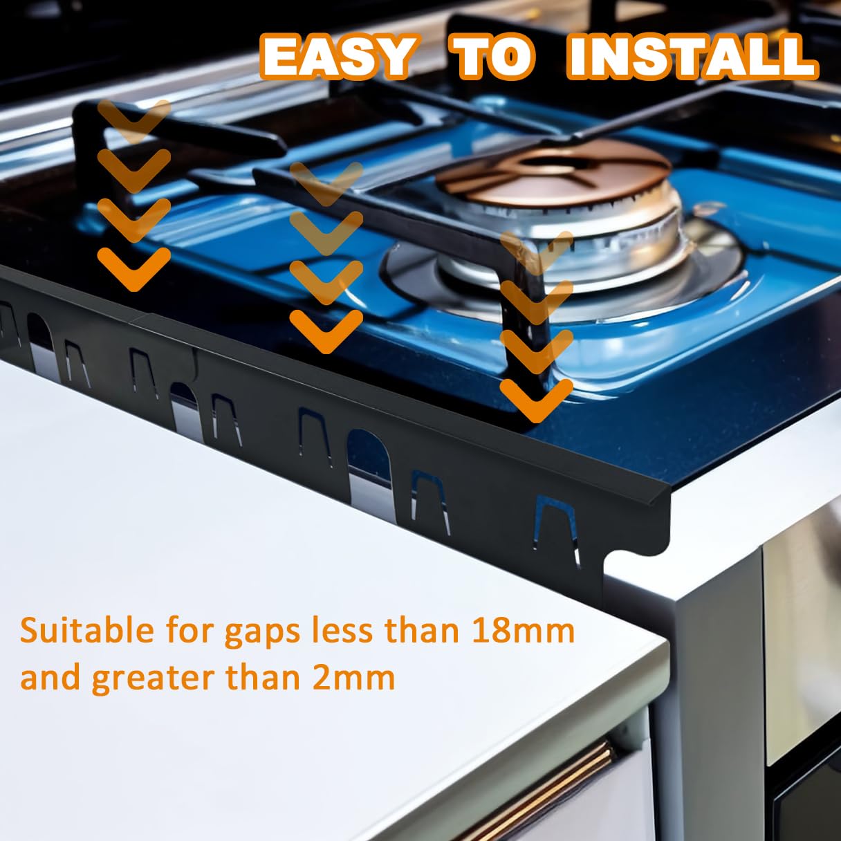Stop Spills & Crumbs! Stainless Steel Stove Gap Covers (2 Pack) | Heat-Resistant Filler for Gas Stoves & Ovens | Adjustable 13.8" to 27.5" | Non-Slip, Easy Clean, Tool-Free Install (Black)