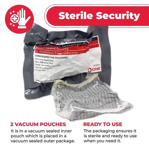 EverOne 4" Israeli Emergency High Strength Compression Bandage, Trauma Wound Dressing, Hemostatic Control Bandage, 3 Pack