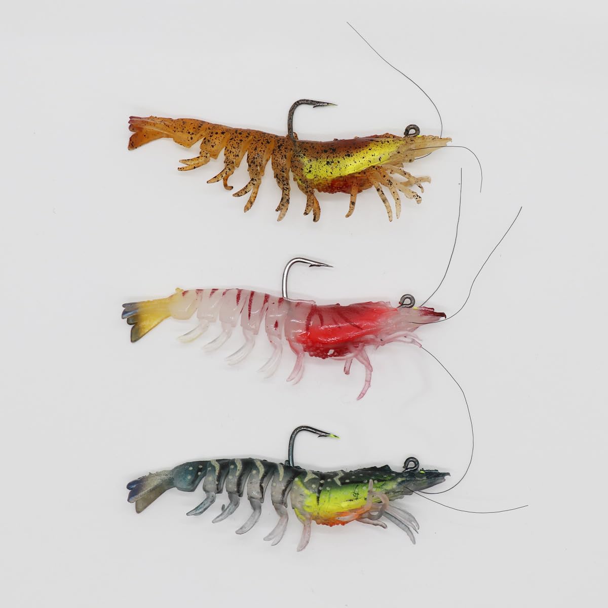 SUPERTHEO Fishing Jig Lures for Freshwater and Saltwater, Durable Bass Lures, Lifelike Shrimp Crayfish Swimbait, Lure for Crappie Trout Walleye