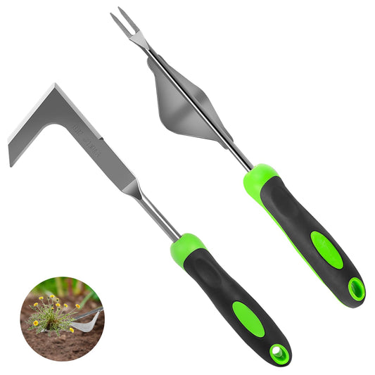 Juxifyron Weed Puller Tool, Manual Hand Weeder Tool, Crack Weeder Crevice Weeding Tool Stainless Steel, Paving Brick Moss Dandelion Removal, 2 Pack Weed Remover Tool for Garden Patio