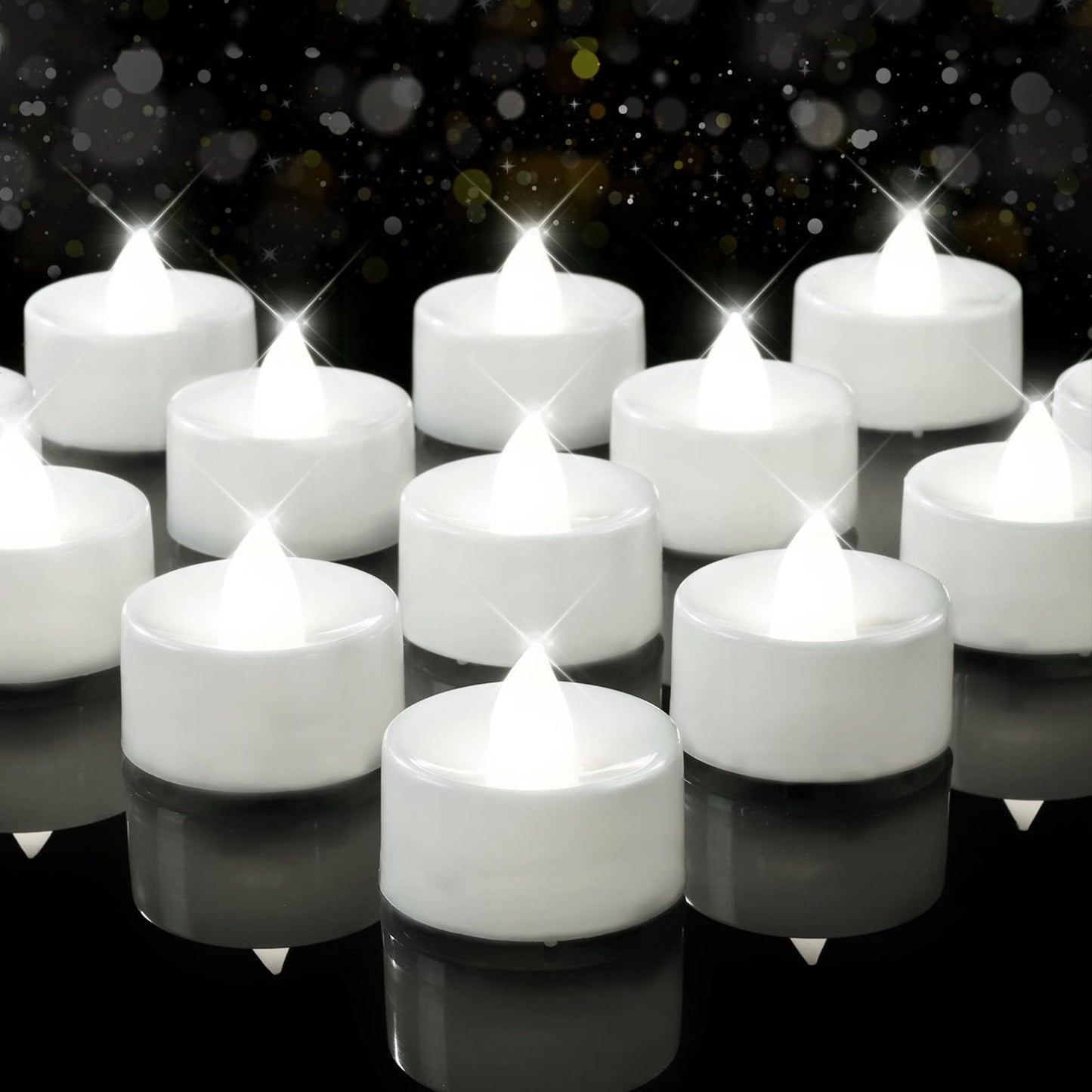 BEICHI Flameless Candles, 24Pack Battery Operated Candle, LED Tea Lights Candles Battery Operated, Flickering Fake Votives for Wedding Halloween Christmas Diwali- Pure White Light