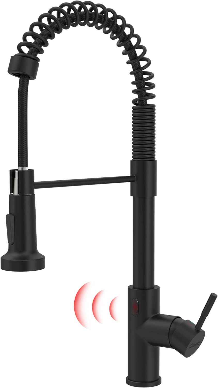 Matte Black Kitchen Faucet with Soap Dispenser - Commercial Single Handle Pull Down Sprayer