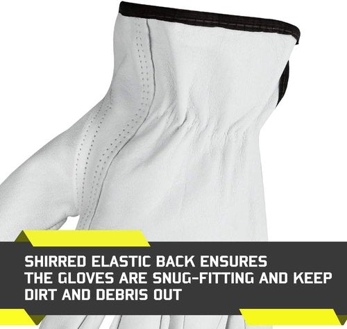 Glove Station Unlined Top Grain Leather Work Gloves - Durable Beige Driver Gloves for Trucking, Welding & Gardening