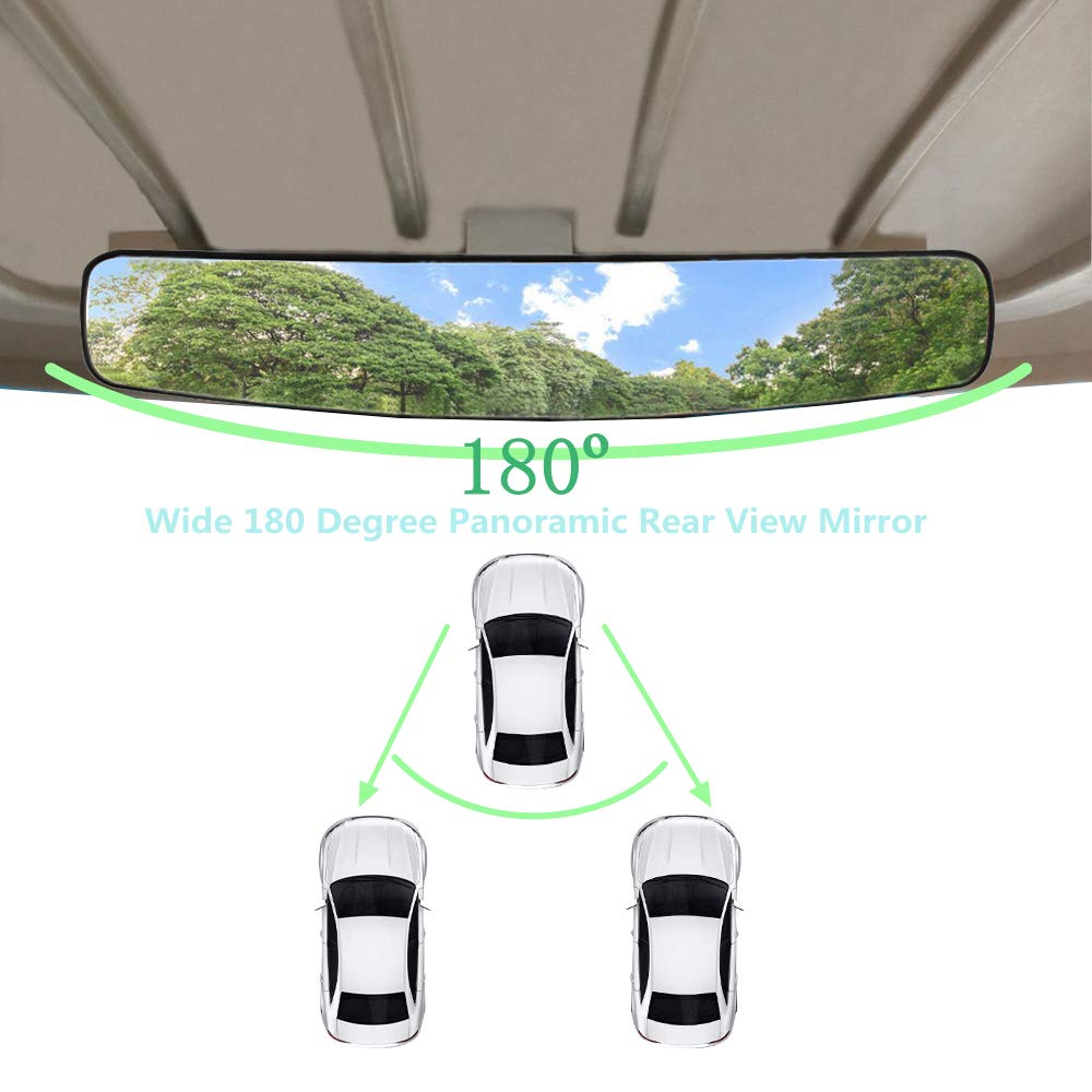 WLOOD Golf Cart Folding Side Mirrors and Rear View Mirror 16.5" Extra Wide Panoramic Golf Cart Mirrors Fits for Club Car EZGO Yamaha Combo Pack