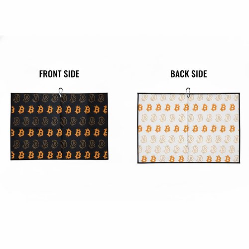 HumblePleb Bitcoin Golf Towel with Metal Clip, Black and White Dual-Sided Design, Luxury Waffle Fiber, 15.7x23.6 Inch, Cryptocurrency Theme