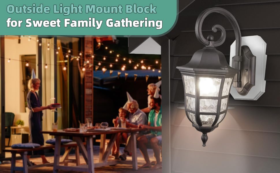 Vinyl Siding Mounting Blocks , Ease of Installation Built-in Electrical Box Outdoor Light Mounting Block, 8141DBL Siding Mounting Plate for 1/2 inch Lap Double and 4 inch Siding, White 1 Pack