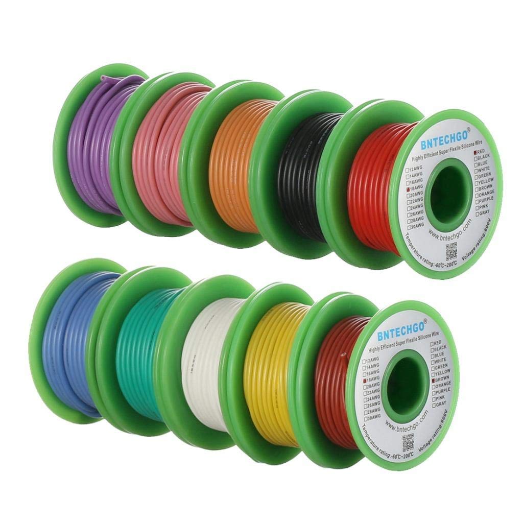 16 AWG Silicone Wire Kit - 10 Colors, 25 ft Each, Flexible Tinned Copper