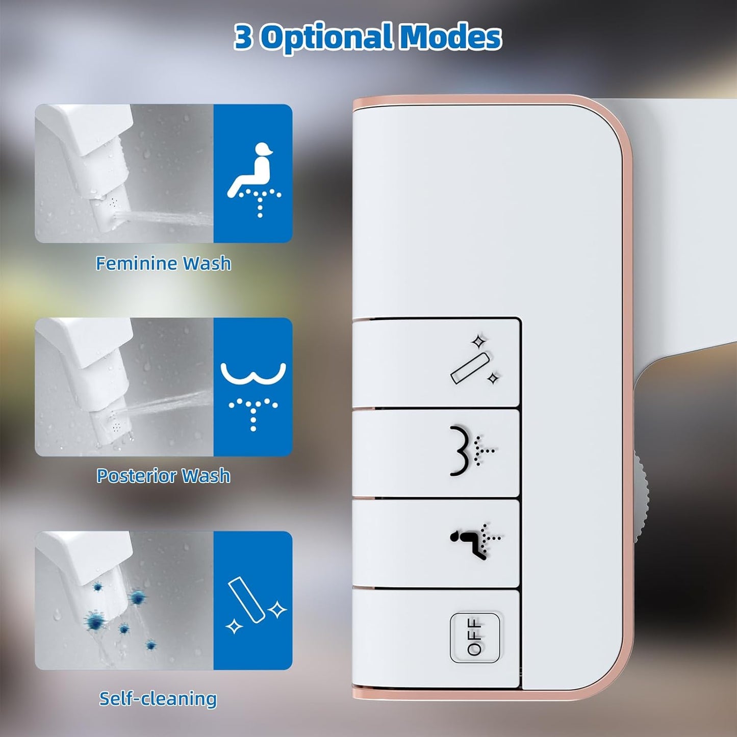Bidet Attachment for Toilet - Non-Electric Dual Nozzle, Adjustable Water Pressure, Self-Cleaning, White