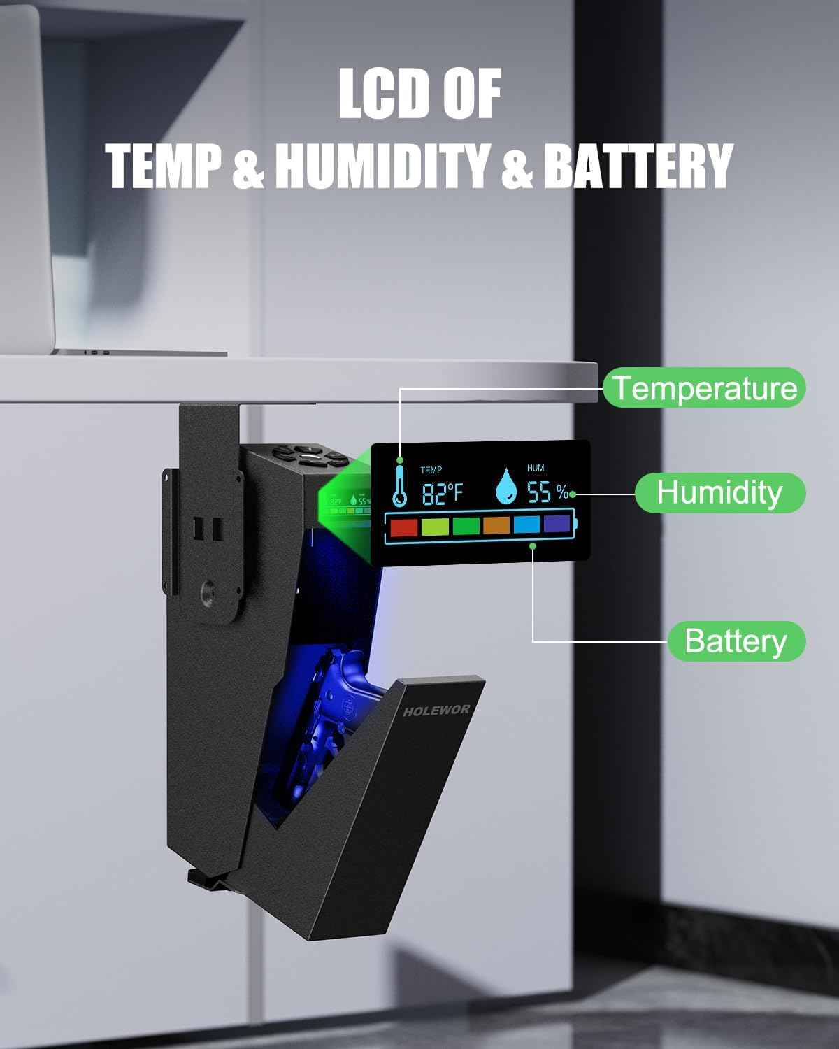 Quick Access Bedside Gun Safe - Single Mount Pistol Safe for Nightstand & Desk