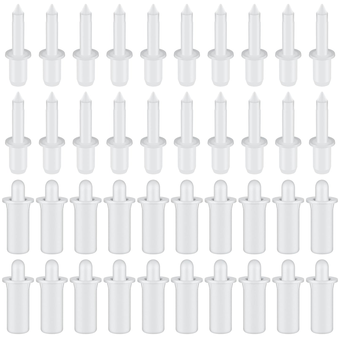 Maitys 40 Pieces Shutter Repair Pins, Plantation Shutter Fasteners Spring Loaded Replacement Repair Pins for Windows, Cabinet, Movable Blade, Blind Slats, White(Two Size)