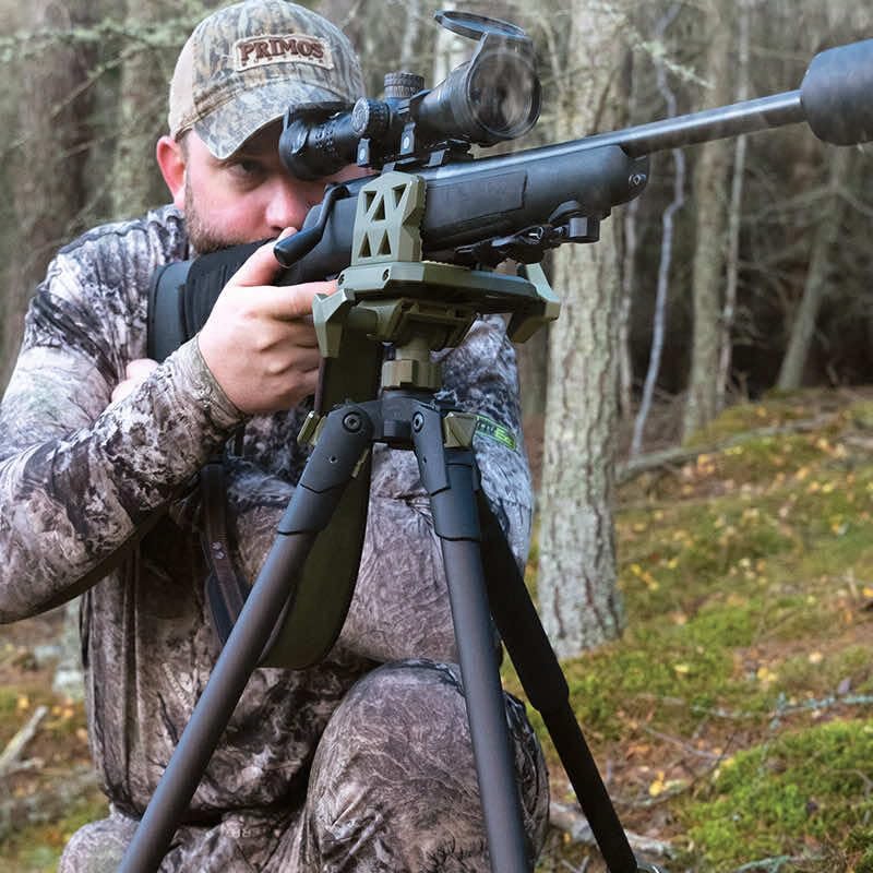 Primos Hunting Edge Aluminum Tripod Shooting Stick - Lightweight & Adjustable Gun Clamp Support | 360° Panning