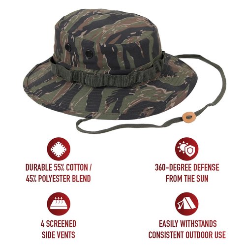 Rothco Boonie Hat - Ultimate Sun Defense for Outdoor Adventures – Tiger Stripe Camo – 7 1/4