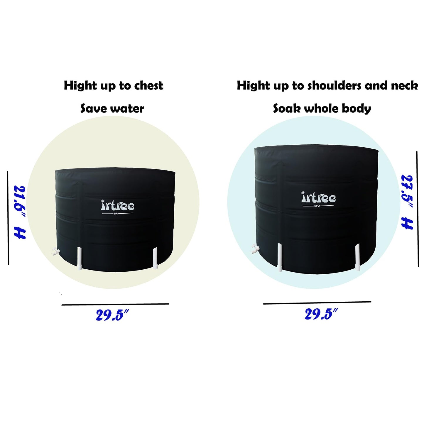 Portable Bathtub Adult Soaking Tub Folding Shower Cold Plunge Tub Cold Plunge Barrel Bath Tub Shower Tub (Dia 29.5" x H 27.5")