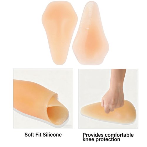 WTYPOPK 1 Pair Silicone Nude Knee Pads, Adhesive Thin Knee Pads for Dancers, Skateboard, Skating, Skate, Football, Cycling, Workout, Knee Protection for Women Men