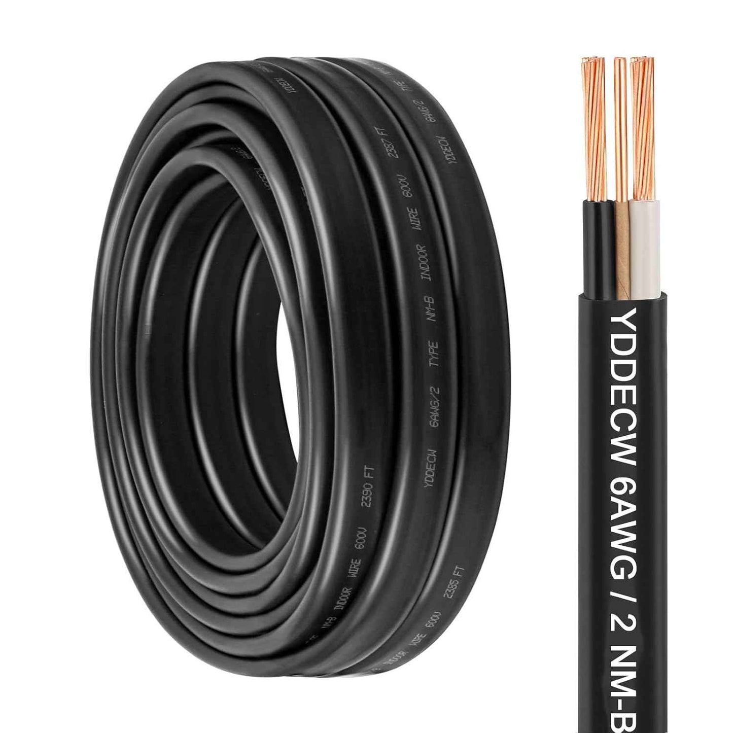 14 Gauge NM-B Wire with Ground - 50FT Pure Copper Indoor Electrical Cable for Outlets & Switches