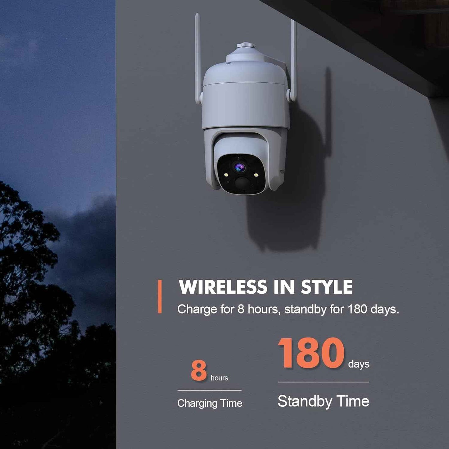 2K Wireless Outdoor Security Camera - Dzees 360° PTZ, Color Night Vision, AI Motion Detection, 2-Way Talk, IP66