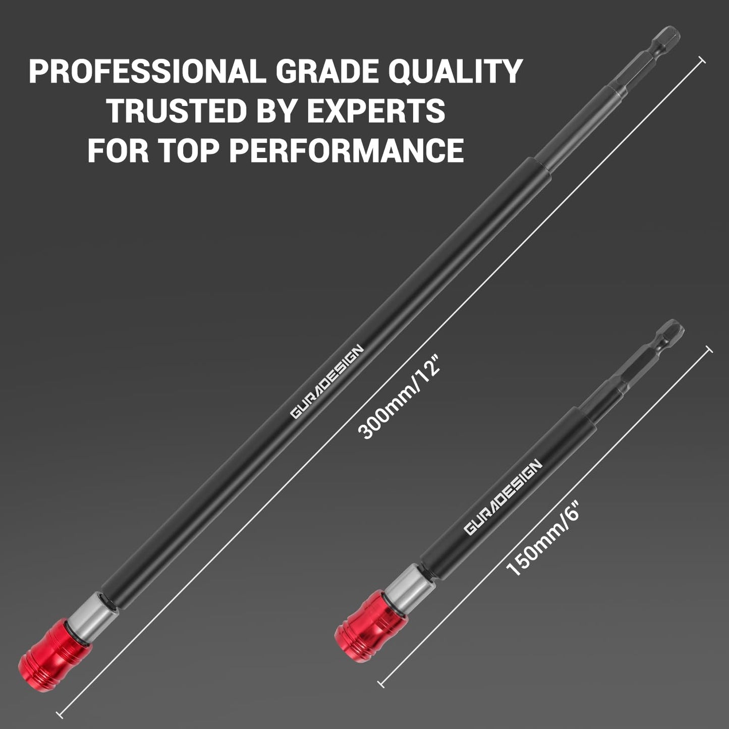 GURADESIGN 2-Piece Magnetic Screwdriver Bit Holder Set for Impact Driver Bits, 1/4 Inch Hex Shank Quick Release Extension Adapter (6" & 12")