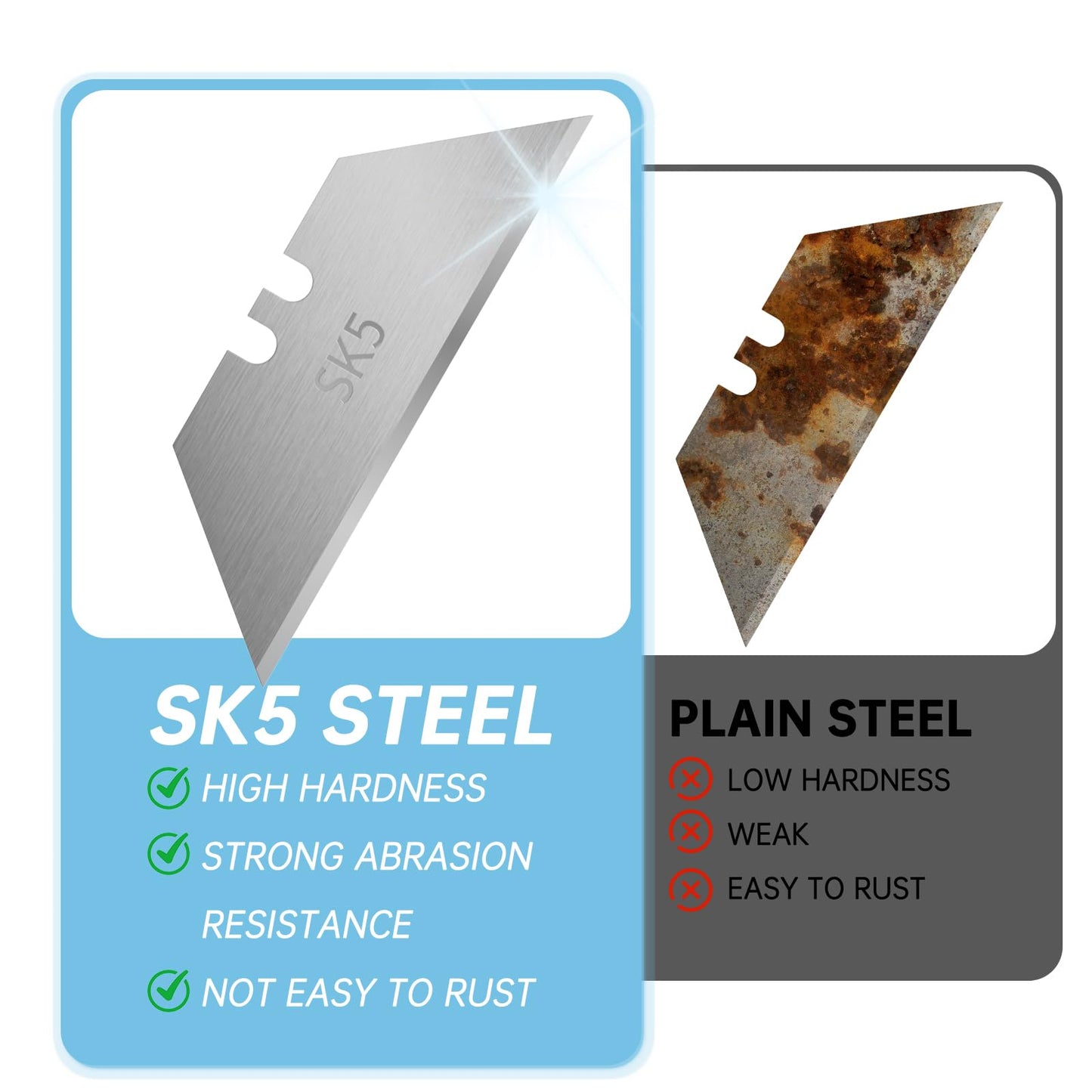 Utility Knife Blades for Gerber Utility Knife, 20 Pack Replacement Blades, Durable SK5 Steel Heavy Duty Box Cutter, Non-Rusting with Plastic Case, for Most Standard Utility Knives