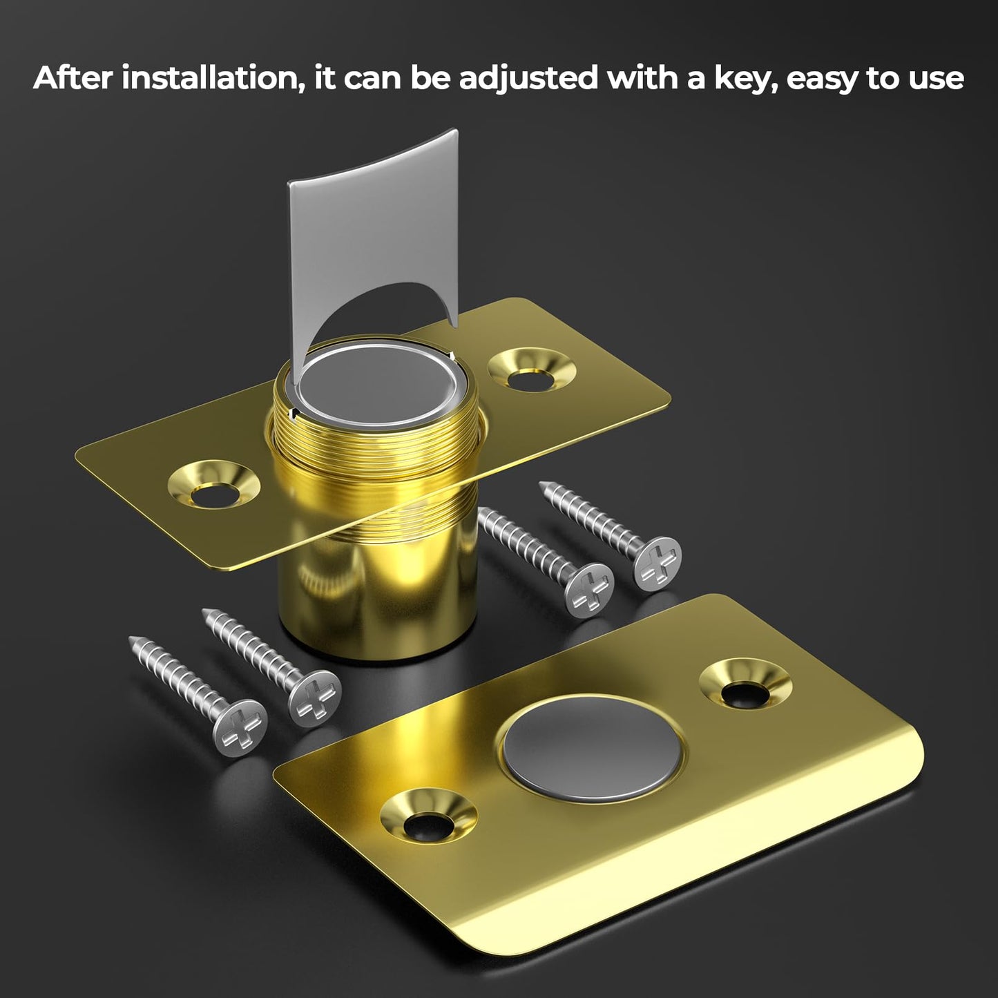 Tonitrui Silent Door Ball Catch, Adjustable Strong Magnet Door Catch,Using Completely noiseless,Perfectly Replacing The Old Ball Catch(Gold 2 Pack, Upgraded Version)