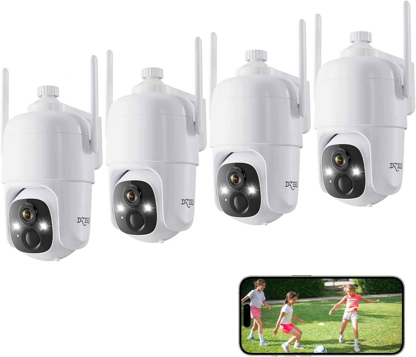 2K Wireless Outdoor Security Camera - Dzees 360° PTZ, Color Night Vision, AI Motion Detection, 2-Way Talk, IP66