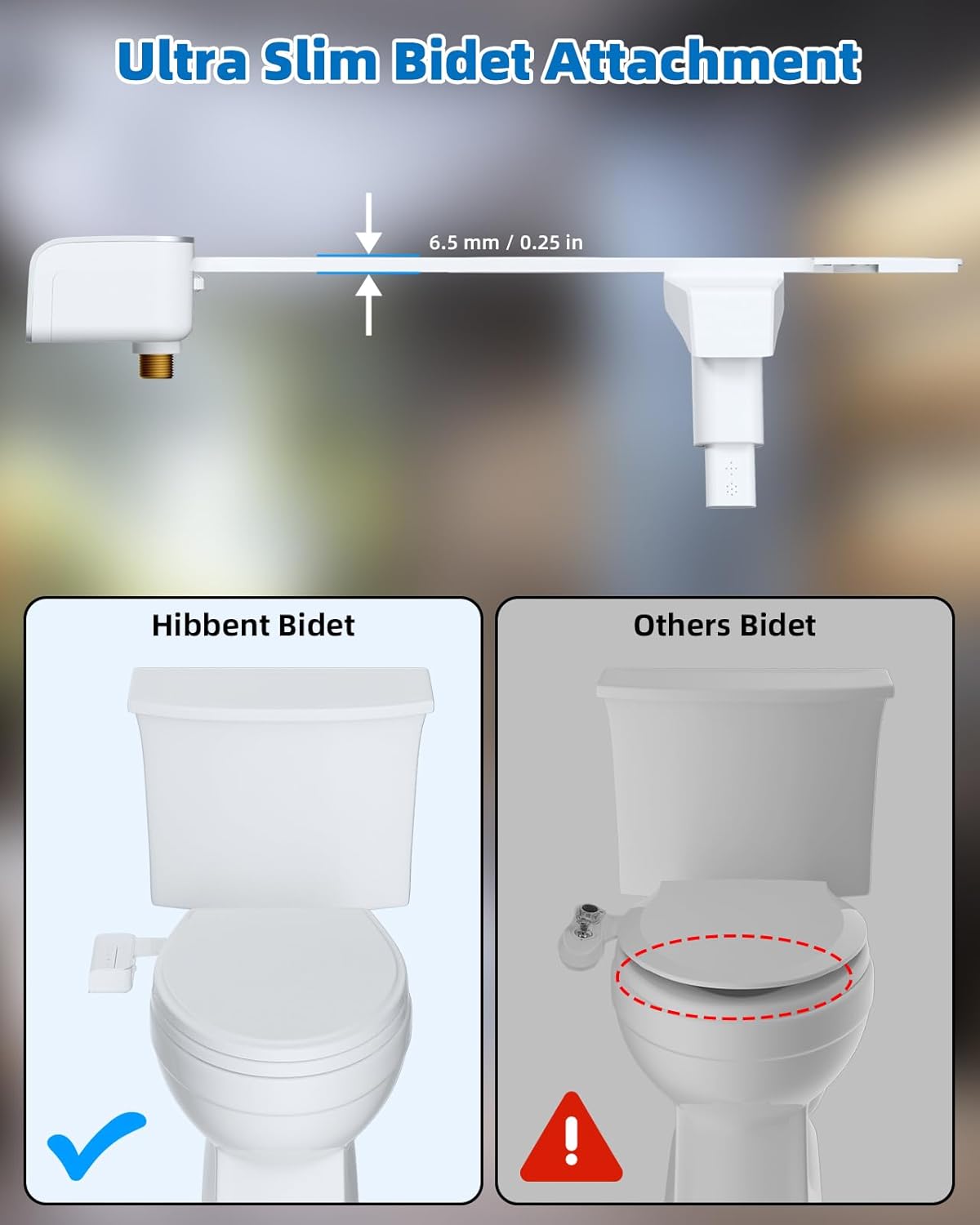 Bidet Attachment for Toilet - Non-Electric Dual Nozzle, Adjustable Water Pressure, Self-Cleaning, White