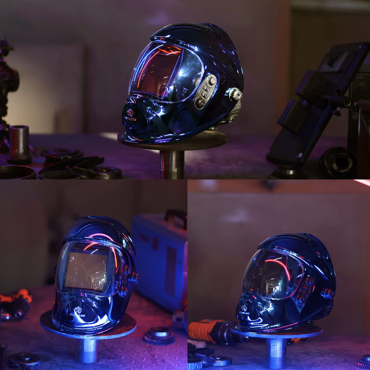 TEKWARE Large Viewing True Color Solar Powered Auto Darkening Welding Helmet, 4 Arc Sensor Wide Shade Range 4/5-9/9-13 Welder Mask for Mig Tig Arc Grinding Plasma(Eclipse)