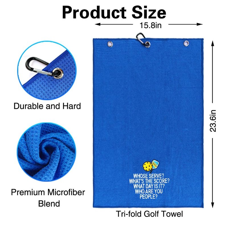 WUUCKOO Whose Serve Whats The Score Embroidered Towel, Funny Towel for Bag with Clip, Player Gift, Birthday Retirement Gift for Grandpa Pickleball Lover