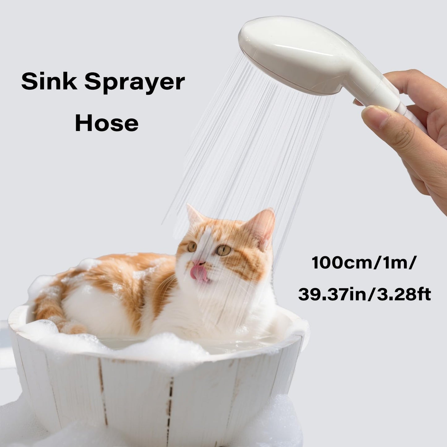3.28FT/1M Sink Spray Hose,Faucet Sprayer Hose,Sink Hose Attachment for Portable Hand Held Shower Head Sprayer,Shampoo Sprayer Hose for Bathing Baby,Pets,Washing Hair,Rinsing Vegetables