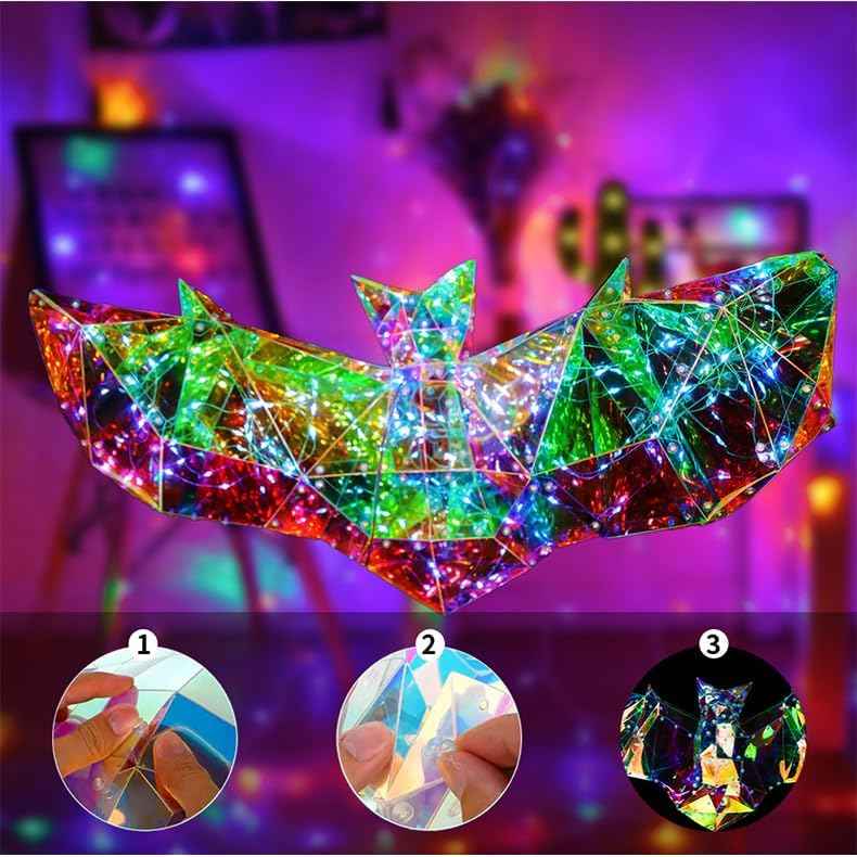 Spooky Ghost LED Lights - 2 Pcs Prismatic Iridescent Halloween Decorations for Indoor Use