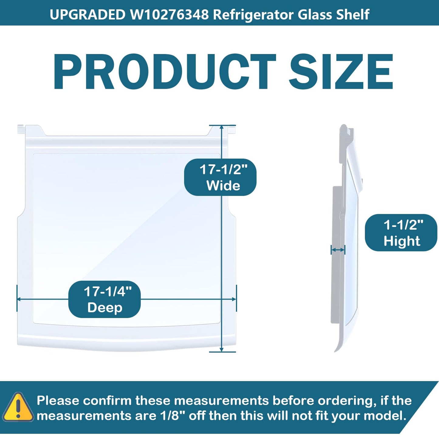 UPGRADED WPW10276348 W10276348 Glass Shelf Compatible with Whirl pool, Ken more Refrigerator W10276344, PS11751713, 2312014, 2309524,AP6018411, 2 Pack