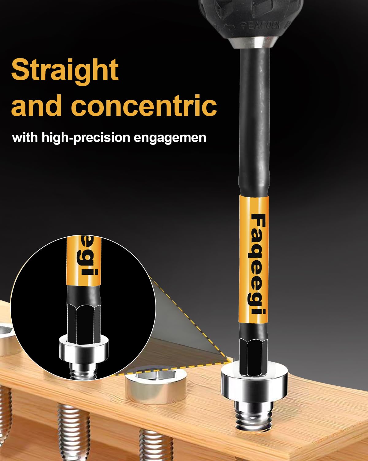 Faqeegi 20PCS 4" Hex Bit Set (Metric & SAE), High-Torque Resistant Impact Allen Wrench Bits, Premium S2 Steel 1/4" Hex-Shank, Magnetic CNC Tips for Drill & Driver