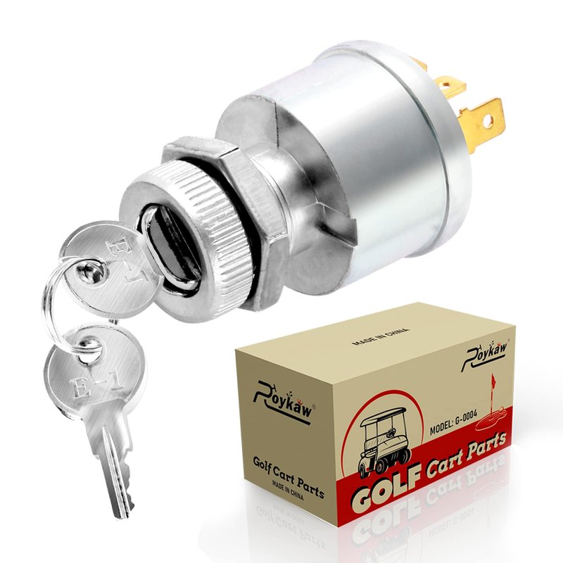 Roykaw Golf Cart Ignition Switch and Key 4 Terminal with Lights Compatible with TXT/Medalist/ST Series Golf Cart Models Replaces OEM # 33639G01