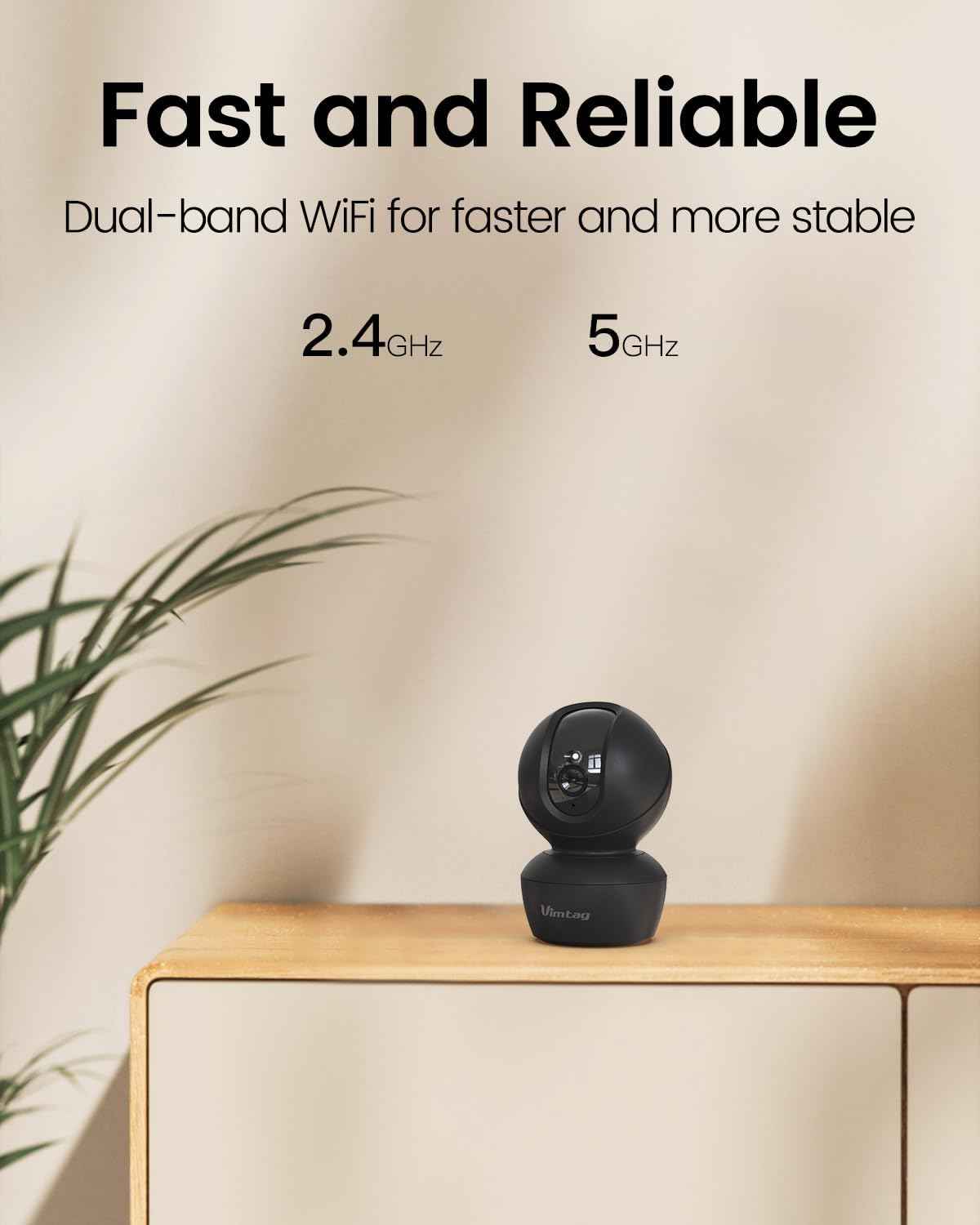 VIMTAG 2.5K Indoor Security Camera with 360° Pan & 2-Way Audio - Pet & Baby Monitor with AI Detection & Night Vision
