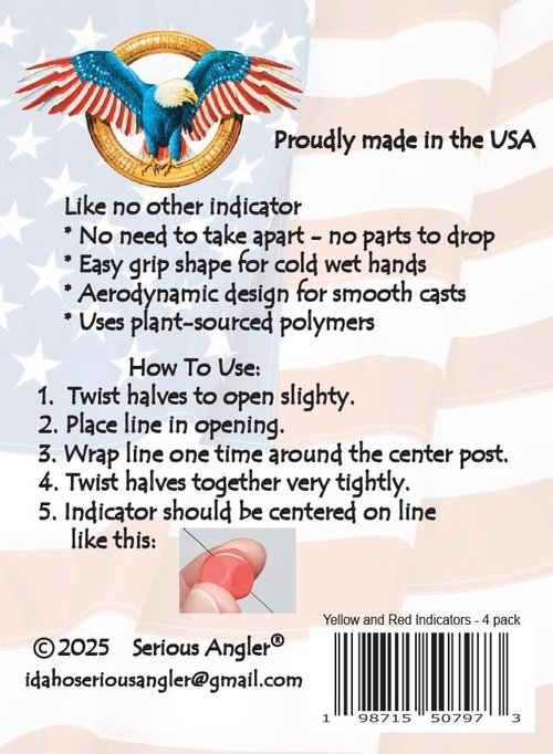 American Strike Indicator - Fly Fishing Line Float with Easy-On Unified Design | Red and White