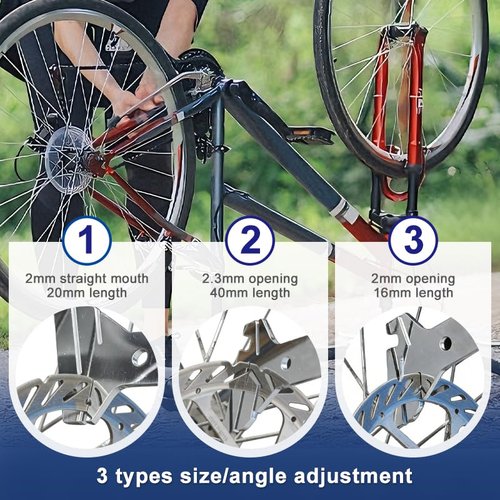 Vaasee Rotor Truing Fork, Cr-V Steel + Ni-Cr Plating Rotor Truing Wrench, 3 Size Adjustment Bicycle Rotor Truing Tool with Rubber Grip for Bike Disc Rotor Alignmen