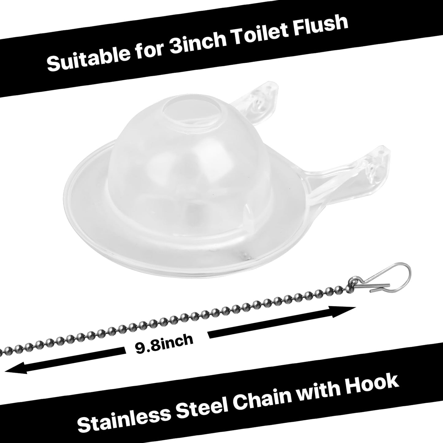 3-Inch Toilet Flappers Replacement Kit for Gerber 99-827, 3 Inch Toilet Flush Valve with Stainless Chain and Hook, High Performance Silicone Toilet Flapper - Reliable Toilet Flapper (Clear 1 PCS)