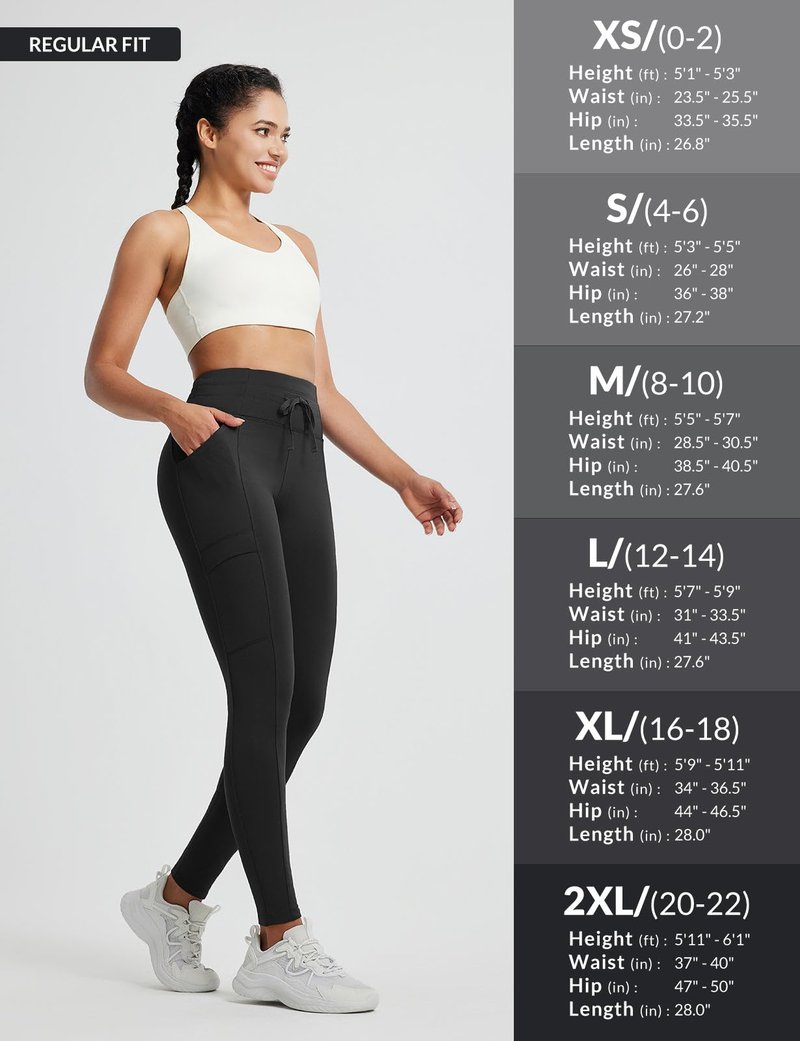baleaf Women's Thermal Warm Winter Leggings Fleece Lined Pants Waterproof High Waisted with Pockets Outdoor Workout Running Tights Black M