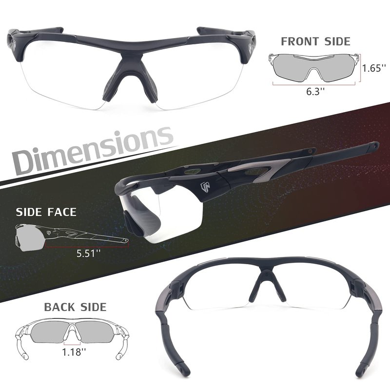 UKNOW Photochromic Sunglasses for Men Women, Transition Glasses with Night Vision Lens, Sports Sunglasses for Cycling Driving