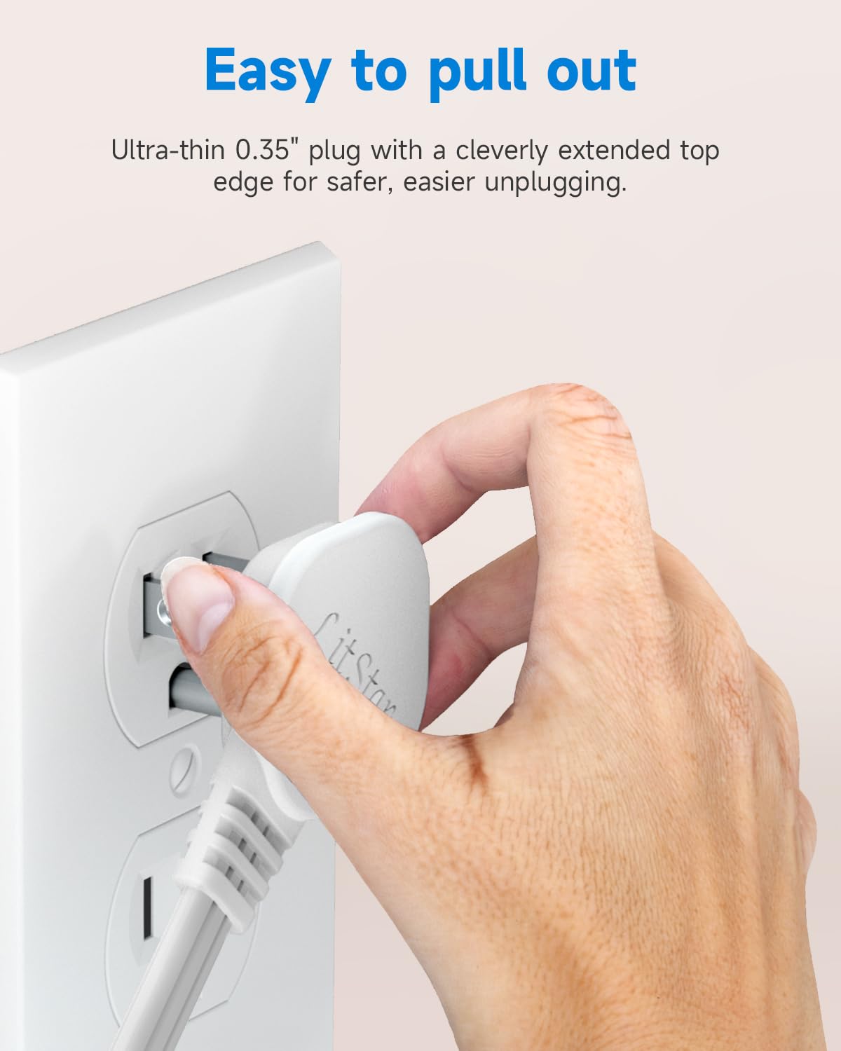 Flat Plug 1Ft Short Extension Cord, White 90-Degree Plug Low Profile Power Adapter, 3-Prong Indoor Grounded Small Extension Cord 16AWG 13A 1625W 2 Pack