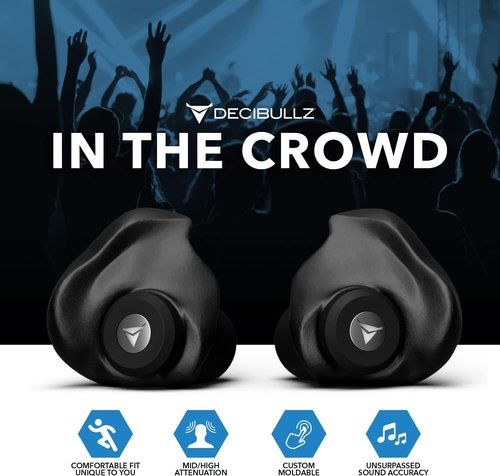 Decibullz Moldable Earplugs - Noise Cancelling Concert Ear Plugs for Musicians & DJs | Perfect Fit