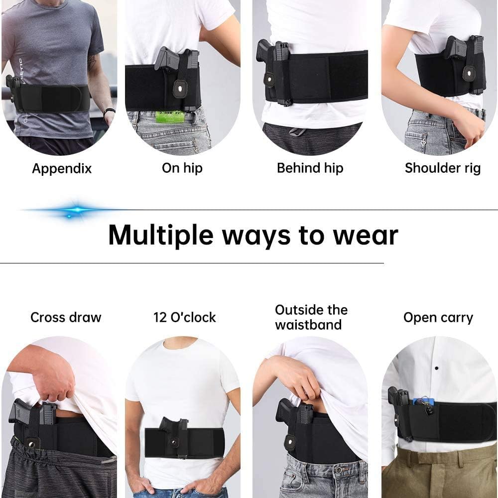 Skiennix Belly Band Holster - Comfortable Neoprene Gun Holster for Glock, Smith & Wesson, Taurus | Fits Most Pistols & Revolvers