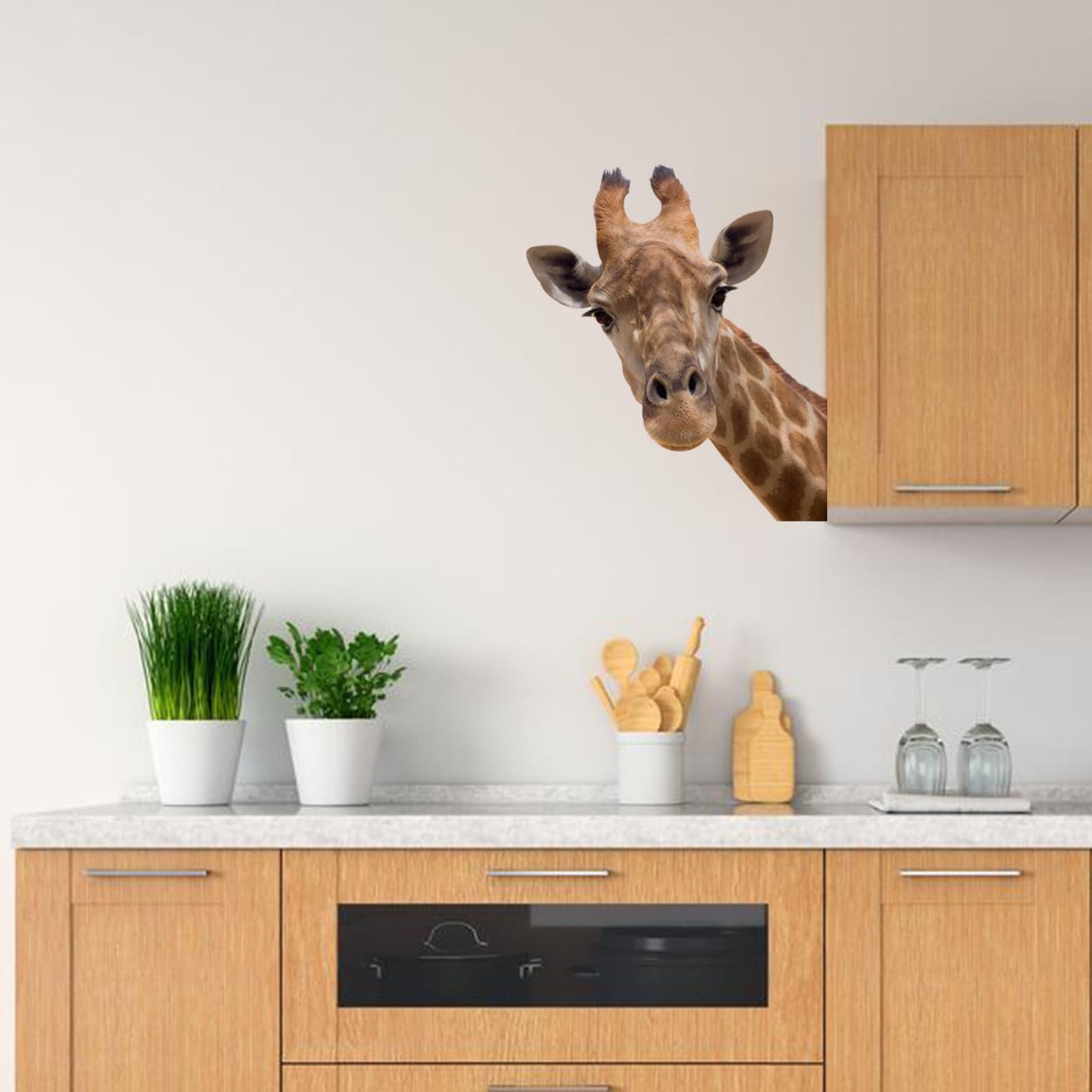 Cute Giraffe Wall Decal Peel and Stick Vinyl Safari Decal Funny Gift for Friends Kids Room Wall Window Decor Fridge Closet Sticker