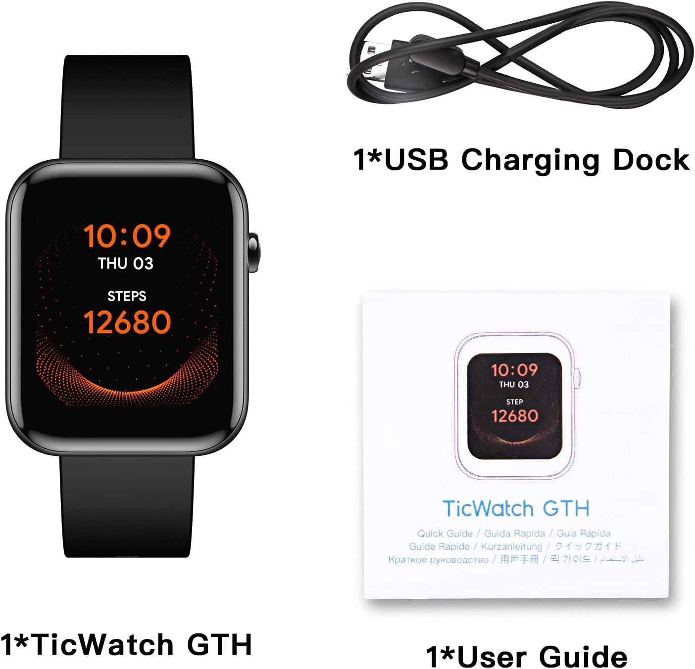 Ticwatch GTH Smartwatch - 24H Skin Temperature & Blood Oxygen Monitoring | 5ATM Water Resistant, 10-Day Battery Life