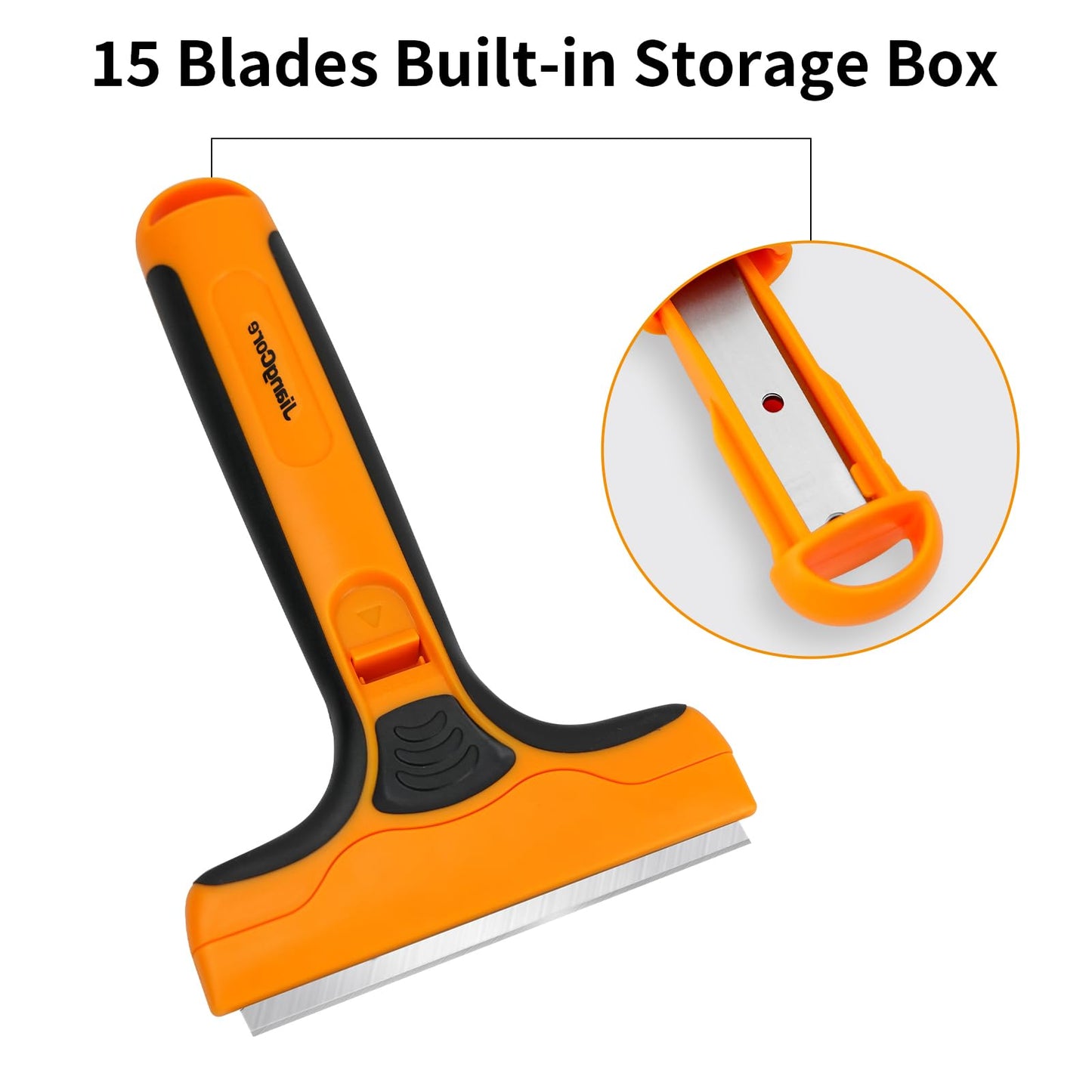 JiangCore Wide Razor Blade Scraper Tool – 4" Scraper Tool with 15 Extra Replacement SK5 Blades,Glass Cleaner for Stove Tops, Windows, Paint Removal and Adhesive Residues