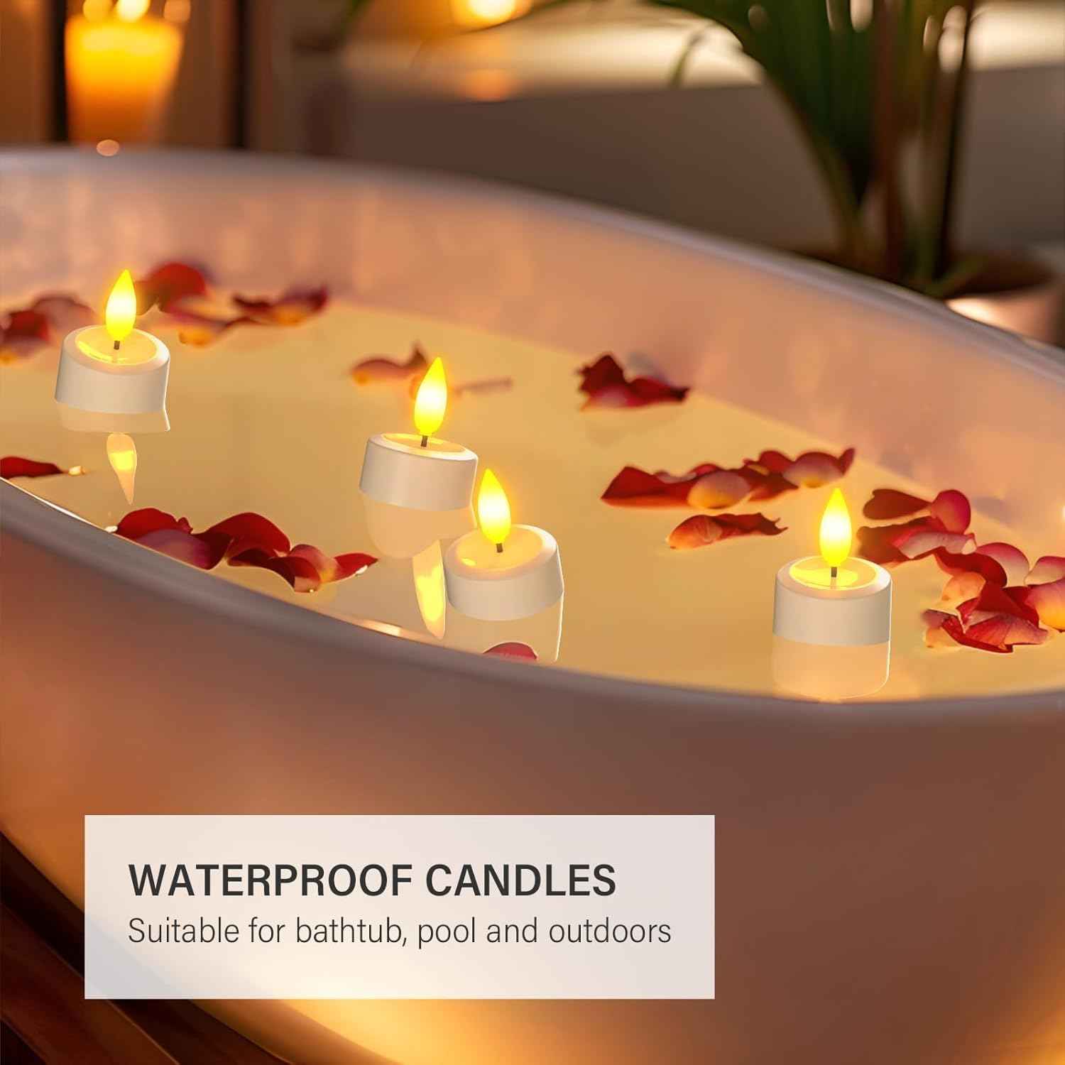 Rechargeable Flameless LED Tea Light Candles with Remote & Timer - Waterproof Votive Set for Holiday Decor