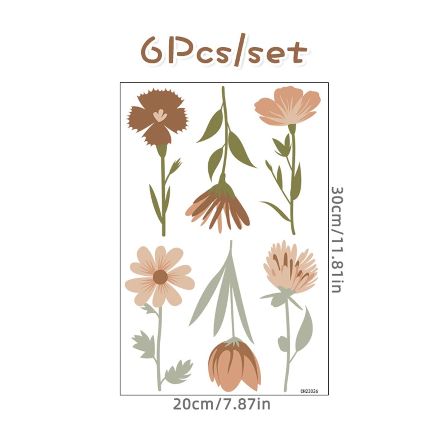 Arawat Flower Home Wall Decor Living Room 12 Sheets / 72 pcs Wall Decals Peel and Stick Aesthetic Wall Stickers & Murals Wildflower Wall Stickers Decor for Bedroom Boho Vinyl Kitchen Wall Murals