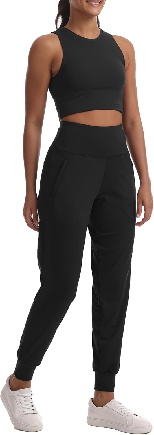 Skiennix Women's Joggers - Lightweight High Waisted Athletic Pants with Pockets for Yoga & Gym