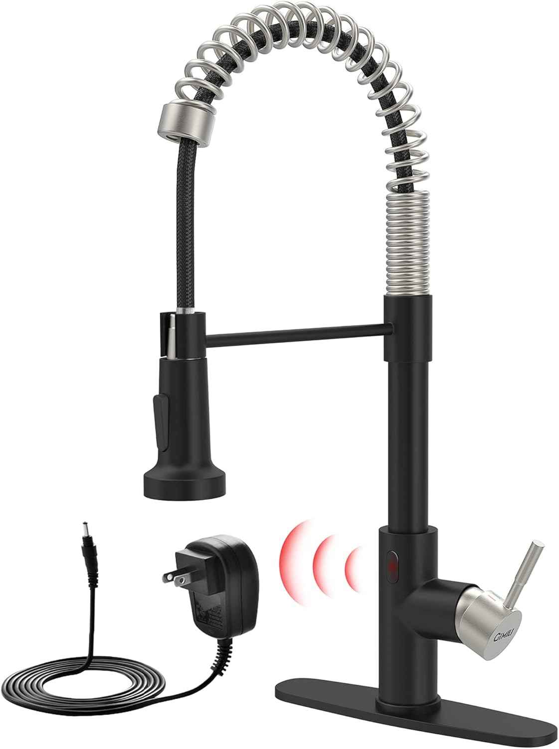 Matte Black Kitchen Faucet with Soap Dispenser - Commercial Single Handle Pull Down Sprayer